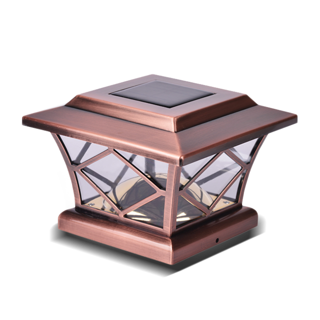 2211-F10 COpper Plated High Brightness Diamond Pattern Post Cap Light 2211-F10 COpper Plated High Brightness Diamond Pattern Post Cap Light